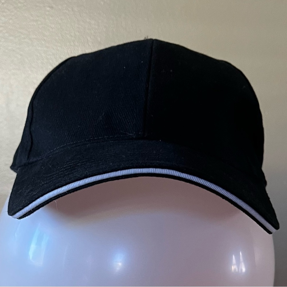 Black Baseball Cap with White Trim